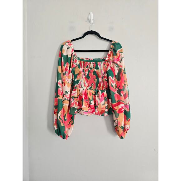 Pink Lily Green Floral Colorful Dress M - Picture 6 of 7